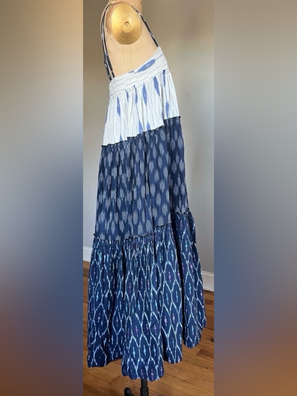 Free People Sweet Summer Blue White Cotton Dress S - Picture 4 of 16